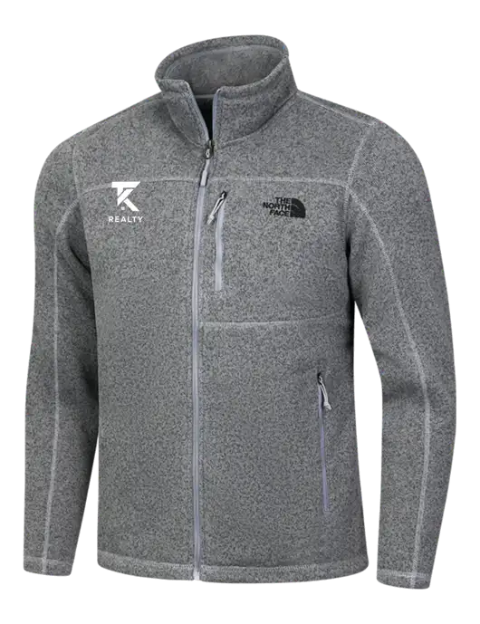 North Face Medium Grey Heather Sweater Fleece Jacket w/TK Realty Logo