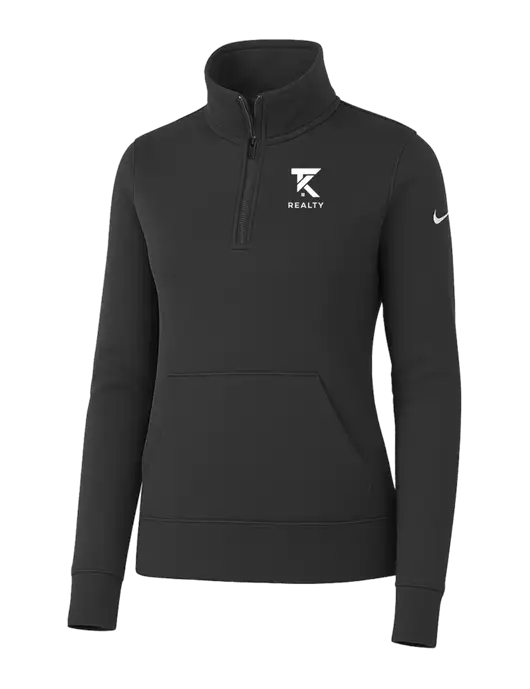 Nike Womens Dark Grey Club Fleece Sleeve Swoosh 1/2-Zip w/TK Realty Logo