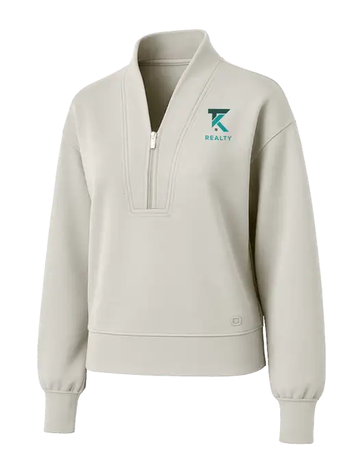 OGIO Womens Ivory Transcend 1/4-Zip w/TK Realty Logo