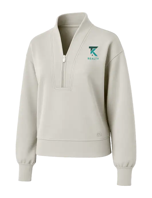 OGIO Womens Ivory Transcend 1/4-Zip w/TK Realty Logo