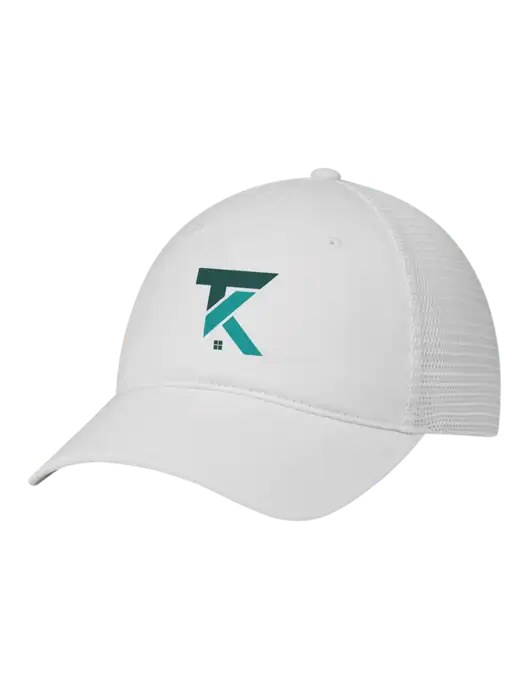 Richardson 111 Garment Washed Trucker Cap White w/White Mesh w/TK Realty Logo