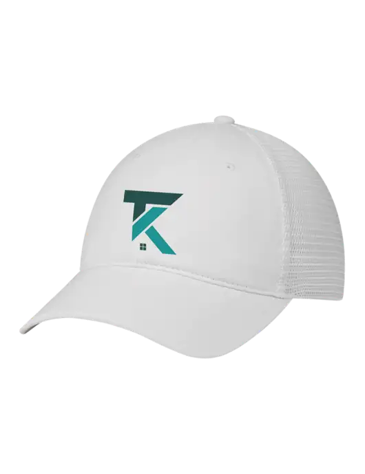 Richardson 111 Garment Washed Trucker Cap White w/White Mesh w/TK Realty Logo