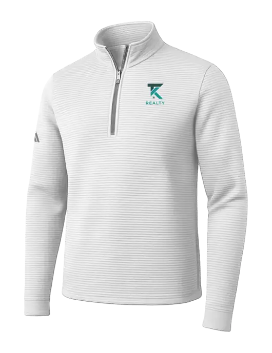 Adidas White Spacer Quarter-Zip Pullover w/TK Realty Logo