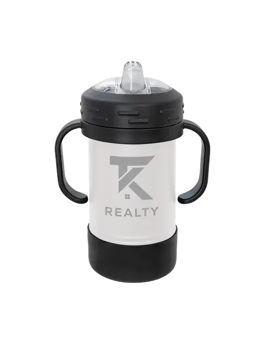 Polar Camel 10 oz Powder Coated White Sippy Cup w/TK Realty Logo