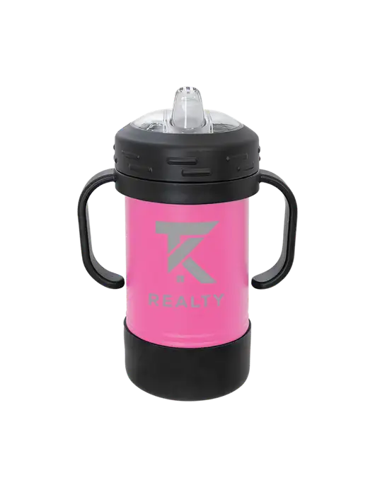 Polar Camel 10 oz Powder Coated Pink Sippy Cup w/TK Realty Logo