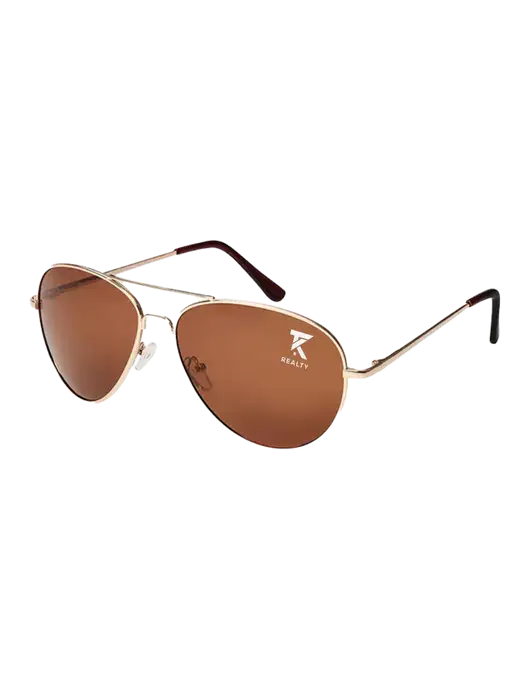 Aviator Coffee Brown with Gold Sunglasses  w/TK Realty Logo