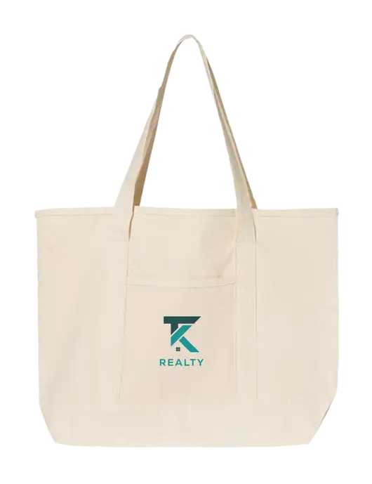 Natural Large Canvas Deluxe Tote w/TK Realty Logo