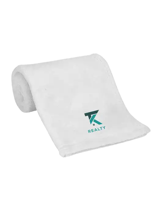 White Alpine Fleece Mink Touch Luxury Baby Blanket  w/TK Realty Logo