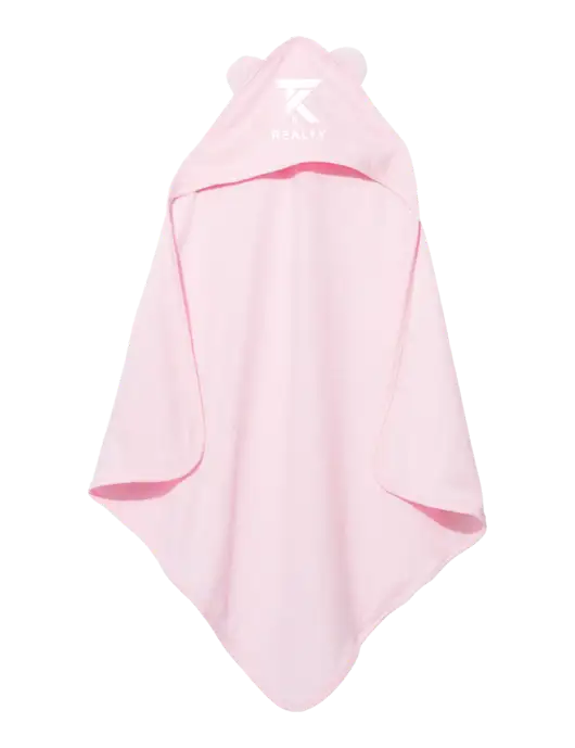 Pink Rabbit Skins Terry Cloth Hooded Towel with Ears  w/TK Realty Logo
