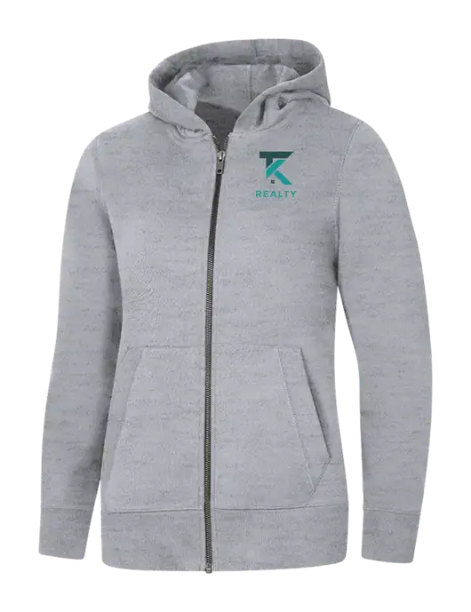 Womens Light Grey Heather Re-Fleece Full-Zip Hoodie w/TK Realty Logo