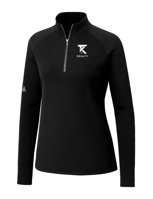Adidas Womens Black Spacer Quarter-Zip Pullover  w/TK Realty Logo