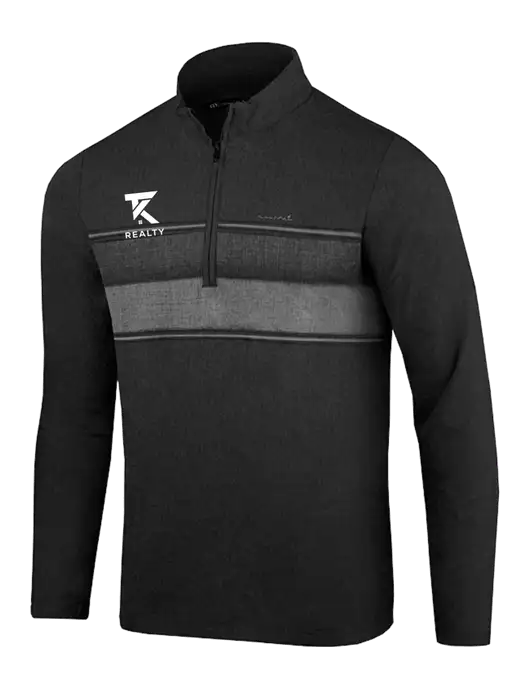 TravisMathew Black Balboa Chest Stripe Quarter Zip w/TK Realty Logo