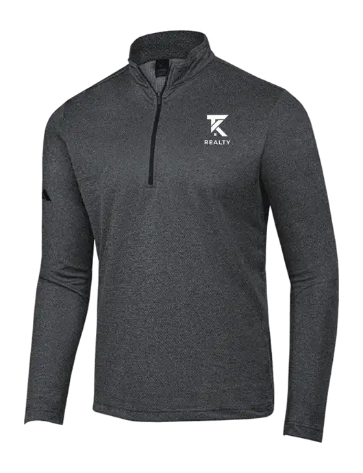 Adidas Black Melange Space Dyed Quarter-Zip Pullover w/TK Realty Logo