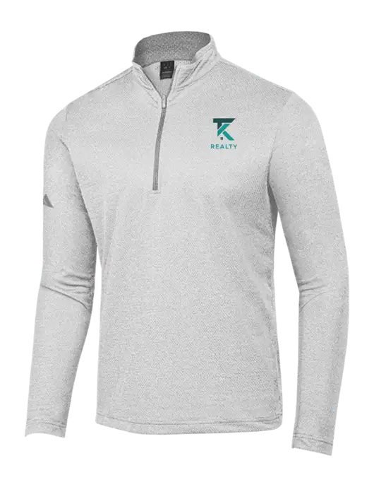 Adidas Light Grey Heather Space Dyed Quarter-Zip Pullover w/TK Realty Logo