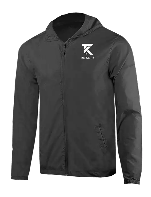 Rainy Day Ultra Lightweight Dark Grey Windbreaker Full-Zip Jacket w/TK Realty Logo