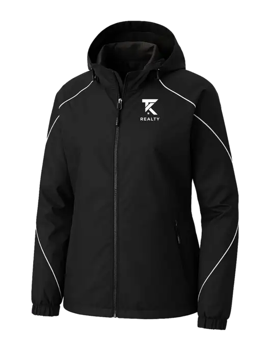 Womens Angle 3-in-1 Black Jacket with Fleece Liner w/TK Realty Logo, TK Realty Logo