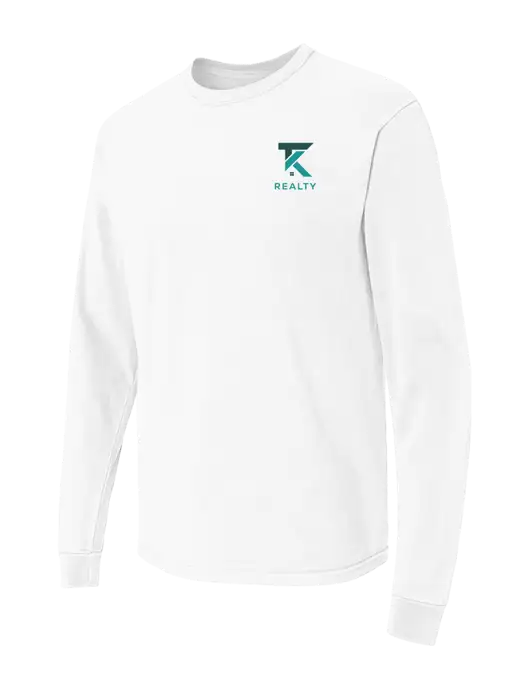 Comfort Colors Garment-Dyed White Heavyweight Long Sleeve T-Shirt w/TK Realty Logo