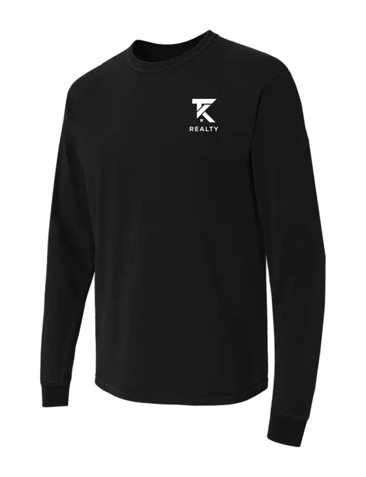 Comfort Colors Garment-Dyed Black Heavyweight Long Sleeve T-Shirt w/TK Realty Logo