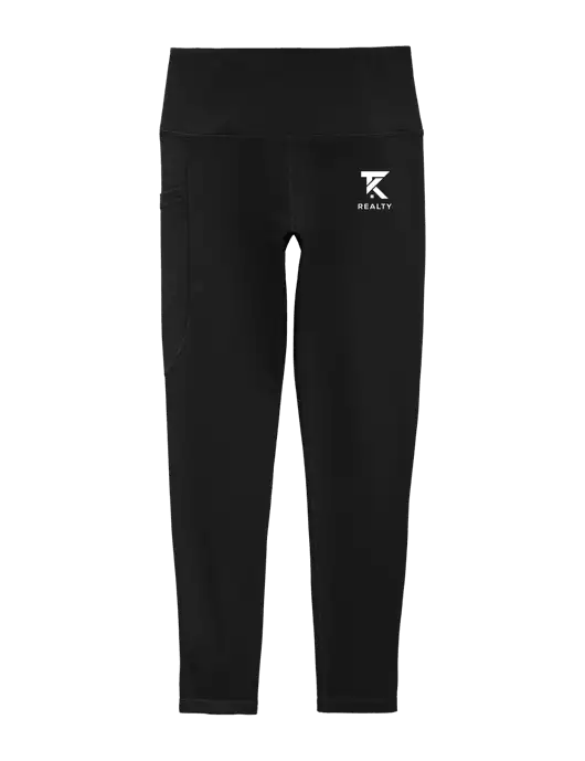 Womens Black High Rise 7/8 Legging w/TK Realty Logo