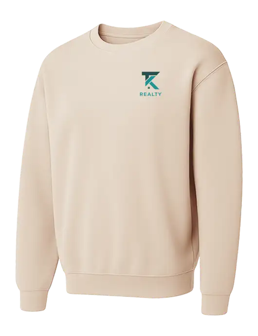 Comfort Colors Garment-Dyed Lightweight Ivory Fleece Crewneck Sweatshirt w/TK Realty Logo