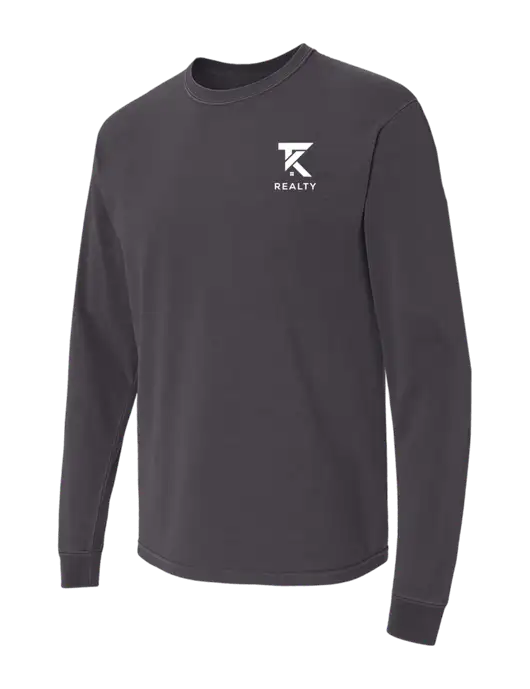Comfort Colors Garment-Dyed Dark Grey Heavyweight Long Sleeve T-Shirt w/TK Realty Logo