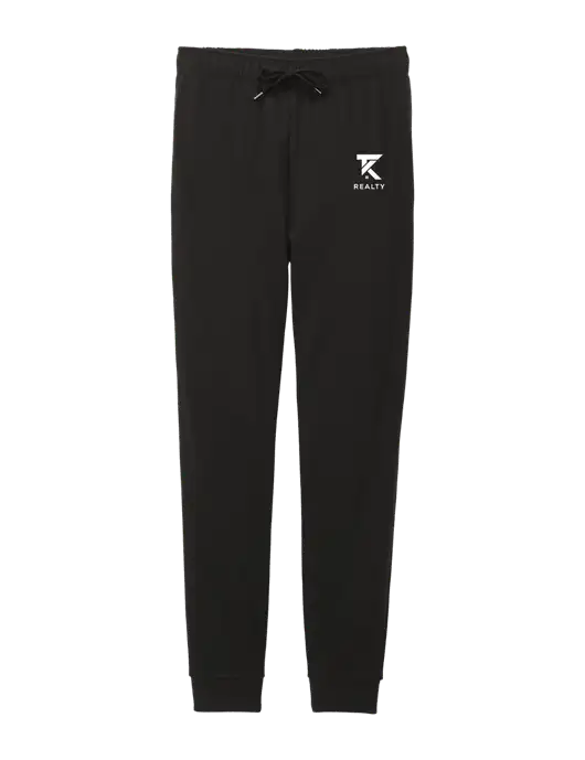 District Womens Black Mid-Rise Fleece Jogger w/TK Realty Logo