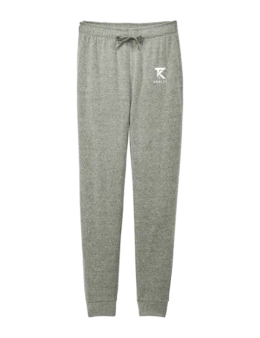 District Womens Dark Medium Grey Mid-Rise Fleece Jogger w/TK Realty Logo