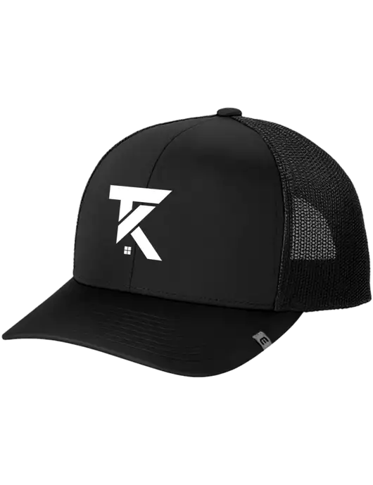TravisMathew Black Cruz Trucker Cap w/TK Realty Logo