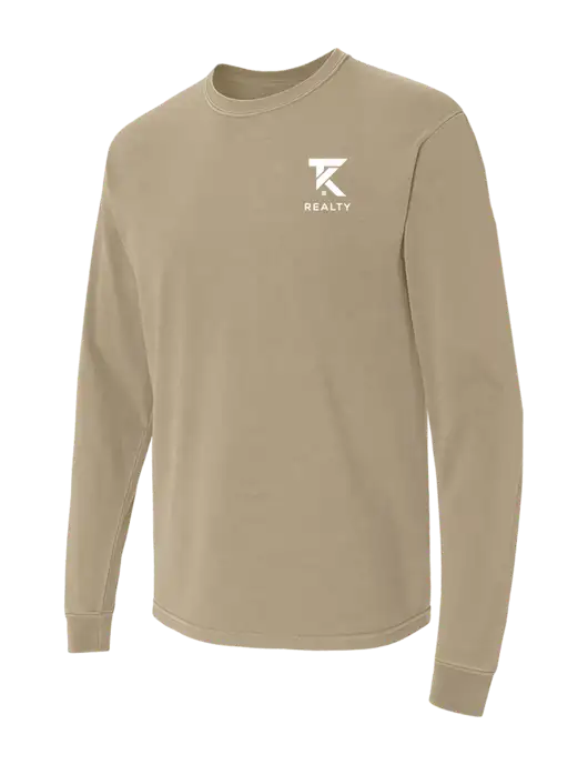 Comfort Colors Garment-Dyed Tan Heavyweight Long Sleeve T-Shirt w/TK Realty Logo