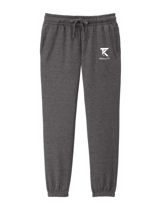 District Womens Heathered Charcoal Fleece Sweatpants w/TK Realty Logo