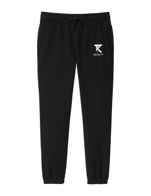 District Womens Black Fleece Sweatpants w/TK Realty Logo