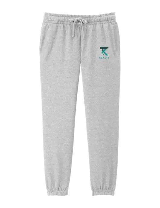 District Womens Light Heather Grey Fleece Sweatpants w/TK Realty Logo
