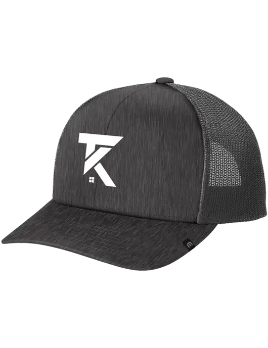 TravisMathew Very Dark Grey Heather Cruz Trucker Cap w/TK Realty Logo