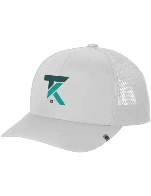 TravisMathew White Cruz Trucker Cap w/TK Realty Logo