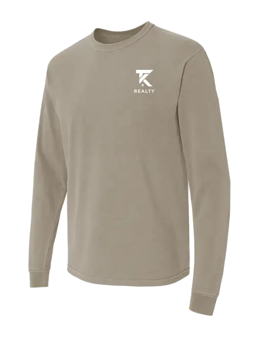 Comfort Colors Garment-Dyed Light Taupe Heavyweight Long Sleeve T-Shirt w/TK Realty Logo
