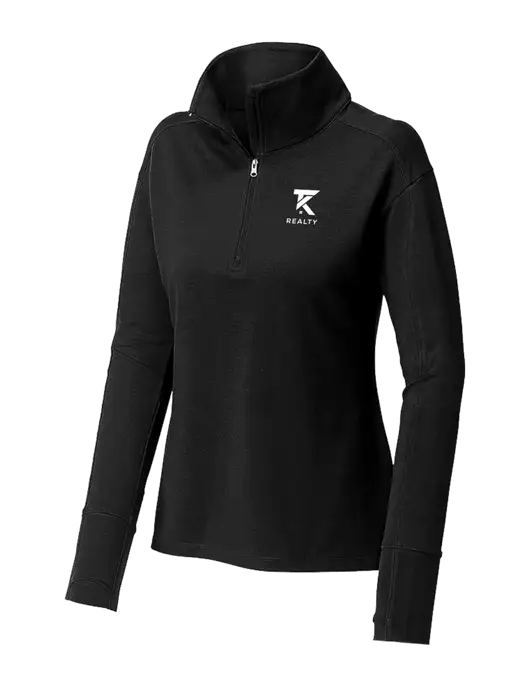 Womens Sport-Wick Flex Fleece Black 1/4-Zip w/TK Realty Logo