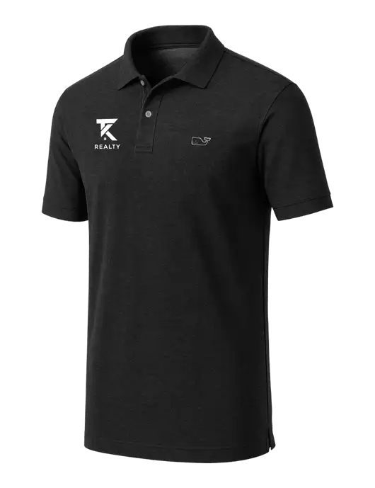 Vineyard Vines Edgartown Black Pique Polo w/TK Realty Logo