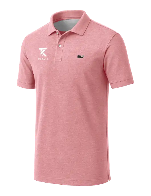 Vineyard Vines Edgartown Light Pink Heather Pique Polo w/TK Realty Logo