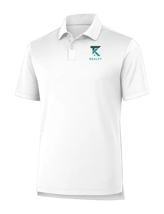 Fairway & Greene USA Made Tournament Solid Tech White Polo w/TK Realty Logo