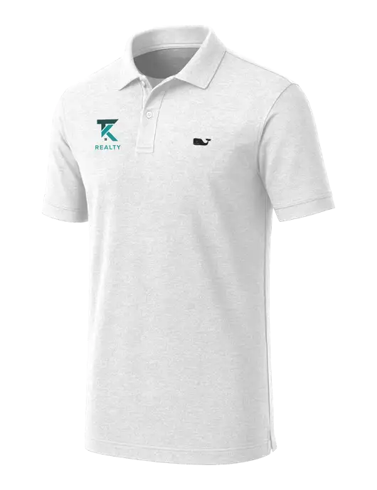 Vineyard Vines Edgartown White Pique Polo w/TK Realty Logo