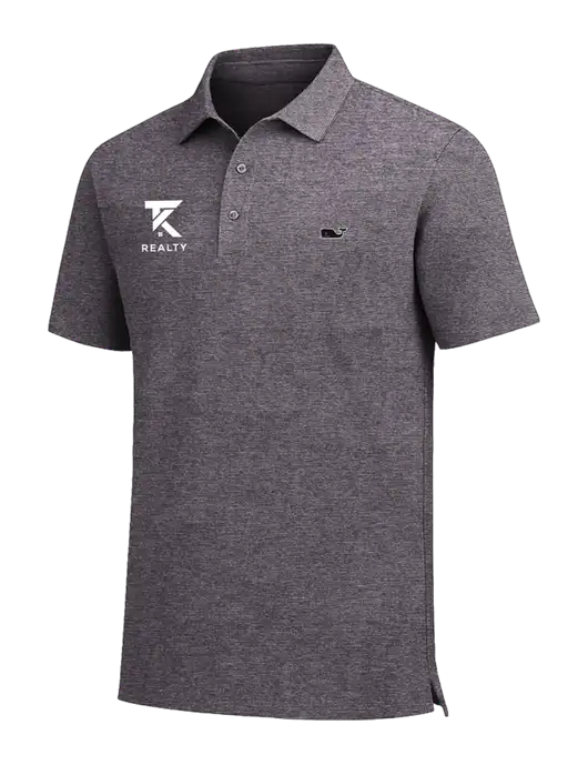 Vineyard Vines Destin Stripe Dark Grey Sankaty Polo w/TK Realty Logo