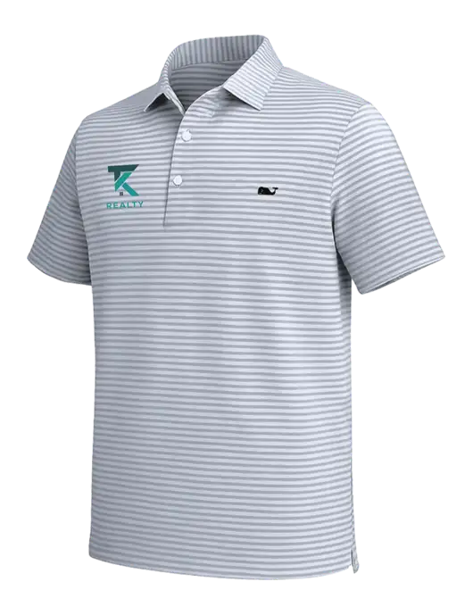 Vineyard Vines Light Grey Heathered Winstead Sankaty Polo w/TK Realty Logo