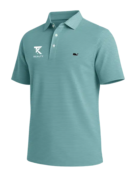 Vineyard Vines Bradley Seafoam Green Stripe Sankaty Polo w/TK Realty Logo