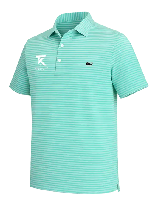 Vineyard Vines Light Teal Heathered Winstead Sankaty Polo w/TK Realty Logo