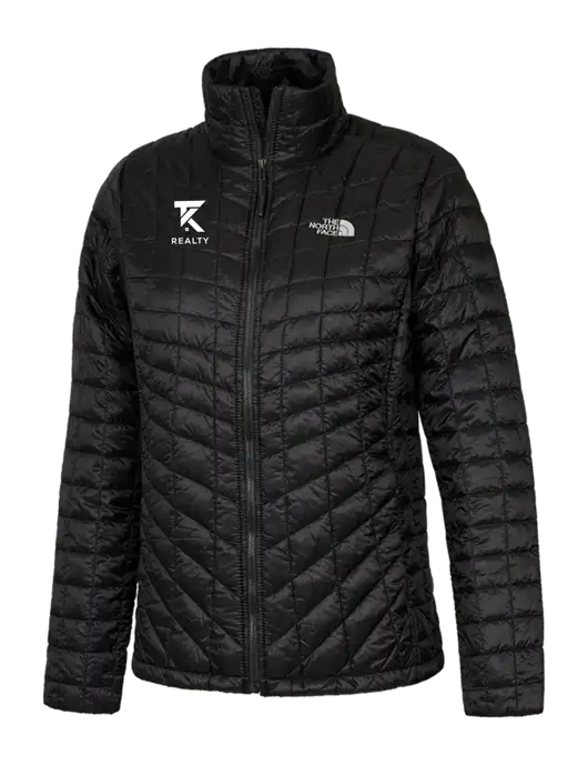 North Face Womens Black ThermoBall Trekker Jacket w/TK Realty Logo