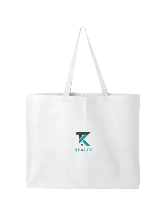 Sturdy Canvas White Tote w/TK Realty Logo