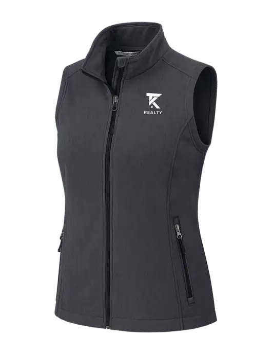 Charcoal Heather Womens Core Soft Shell Vest w/TK Realty Logo