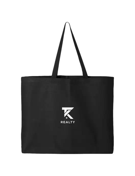 Sturdy Canvas Black Tote w/TK Realty Logo