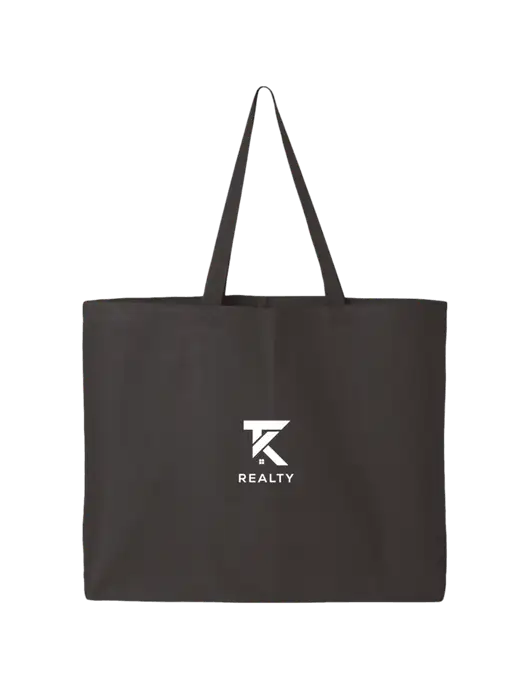 Sturdy Canvas Charcoal Tote w/TK Realty Logo