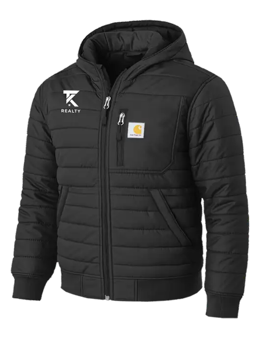 Carhartt Gilliam Insulated Black Hooded Jacket w/TK Realty Logo